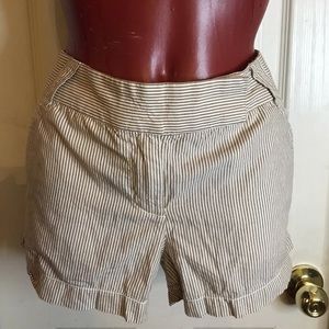 J CREW STRIPED TAN/WHITE SHORT SHORTS CHINO - SIZE 4
